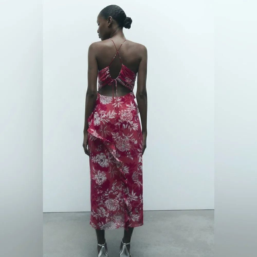 ZARA BOHO RUFFLED PRINT DRESS - Picture 11 of 12